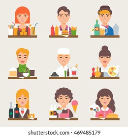 Food and drink vector set. Small business. Fast food