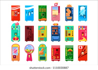 Food And Drink Vending Machines Design Set