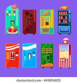 Food And Drink Vending Machines Design Set