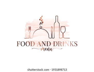 food and drink watercolor logo on white background