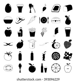 Food and drinks 36 simple icons set
