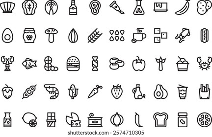 Food and drinks allergy icons High-Quality Vector Icons Collection with Editable Stroke. Ideal for Professional and Creative Projects