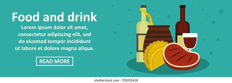 Food and drinks argentina banner horizontal concept. Flat illustration of food and drinks argentina banner horizontal vector concept for web