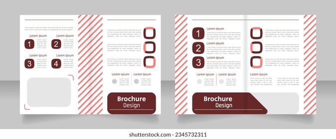 Food and drinks bifold brochure template design. Half fold booklet mockup set with copy space for text. Editable 2 paper page leaflets. Secular One Regular, Rajdhani-Semibold, Arial fonts used