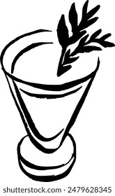 Food and drinks in boho style. Cocktail. Hand drawn minimal design. Perfect for wallpaper, template, banner, wall decor, print, postcard, cover. Vector illustration 
