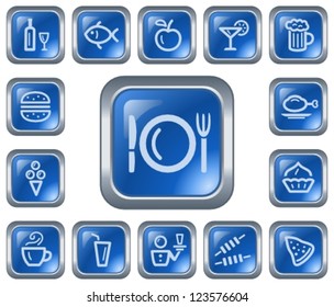 Food and drinks button set