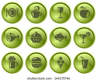 Food and drinks button set