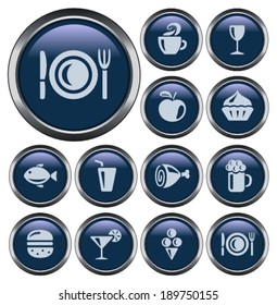 Food and drinks button set