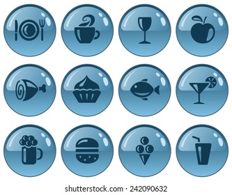 Food and drinks button set