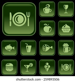 Food and drinks button set 
