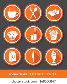 Food & drinks buttons,Orange version,vector