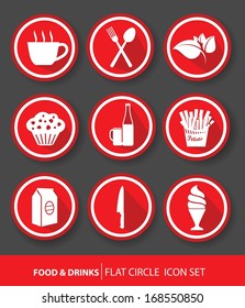 Food & drinks buttons,Red version,vector