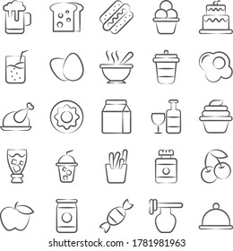 Food and Drinks Doodle Icons Pack 