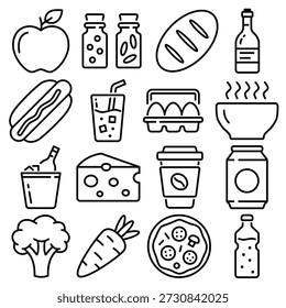 Comida e bebidas Essentials Icon Set Estilo Contorno (Parte 2)