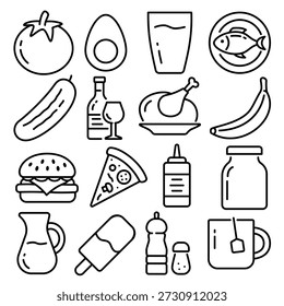 Comida y bebida Essentials Icon Set Outline Style (Parte 3)