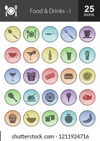 Food & Drinks Filled Low Poly Icons