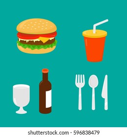 Food and drinks flat icon design Vector illustration