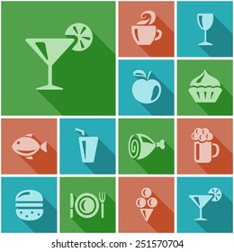 Food and drinks flat icons