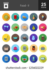 Food & Drinks Flat Long Shadow Icons