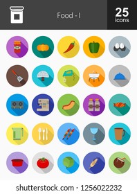 Food & Drinks Flat Long Shadow Icons