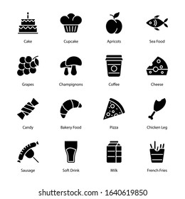 Food and Drinks Glyph Icons - Fully Editable - Solid - Vectors