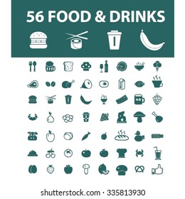 food, drinks, grocery  icons, signs vector concept set for infographics, mobile, website, application
