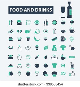 food, drinks, grocery  icons, signs vector concept set for infographics, mobile, website, application
