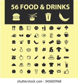 food, drinks, grocery  icons, signs vector concept set for infographics, mobile, website, application
