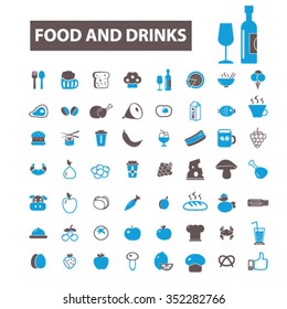 food, drinks, grocery  icons, signs vector concept set for infographics, mobile, website, application

