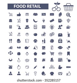 alimentos, bebidas, ícones de supermercado, sinais conceito vetorial definido para infographics, móvel, site, aplicativo
