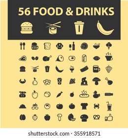 food, drinks, grocery  icons, signs vector concept set for infographics, mobile, website, application
