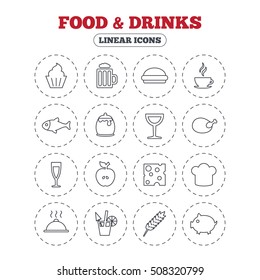 Food and Drinks icon. Beer, coffee and cocktail.