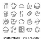 Food and drinks icon. Restaurant line icons set. Vector illustration.