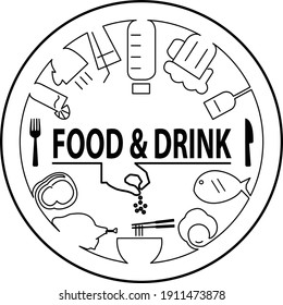 Food and drinks icon. Restaurant line icons . Vector illustration.