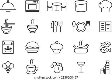Food and drinks icon. Restaurant line icons set. Vector illustration.