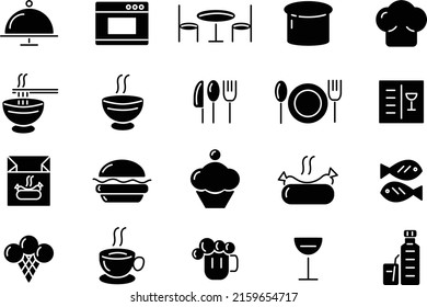 Food and drinks icon. Restaurant line icons set. Vector illustration.