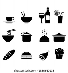 Juego de iconos de comida y bebida