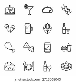 Conjunto de iconos de Comida y bebida