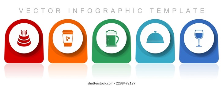 Food and drinks icon set, flat design miscellaneous colorful icons such as birthday cake, coffe, beer and drink for webdesign and mobile applications, infographic vector template in eps 10
