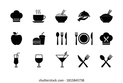 Food and drinks icon set, Restaurant symbol  icon vector