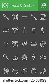 Food and Drinks icon set. Suitable for web apps, mobile apps and print media.