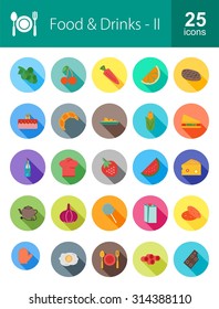 Food and Drinks icon set. Suitable for web apps, mobile apps and print media.