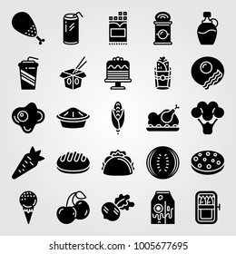 Food And Drinks icon set vector. can, bread, burito and chocolate