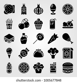 Food And Drinks icon set vector. drink, cherries, cherry and soda