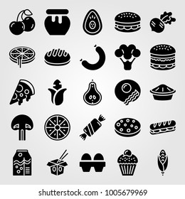 Food And Drinks icon set vector. bread, radish, sandwich and pizza