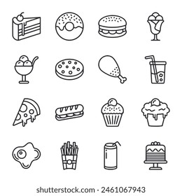 Conjunto de iconos de Comida y bebida Ilustración vectorial