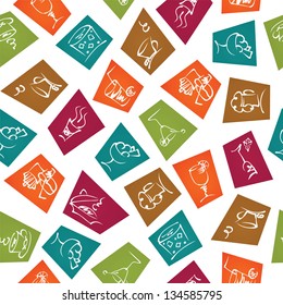 food and drinks icon stickers seamless on white eps 8