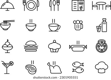 Food and drinks icon.burger with drink icon. Restaurant line icons set. Vector illustration.