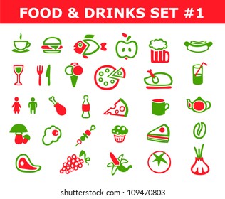 Food and Drinks Icons Set