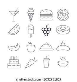 Food and drinks  icons set. Food and drinks    pack symbol vector elements for infographic web